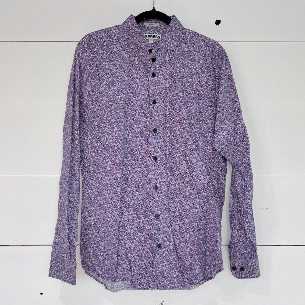 Express Mens Slim Fit Button Up Dress Shirt